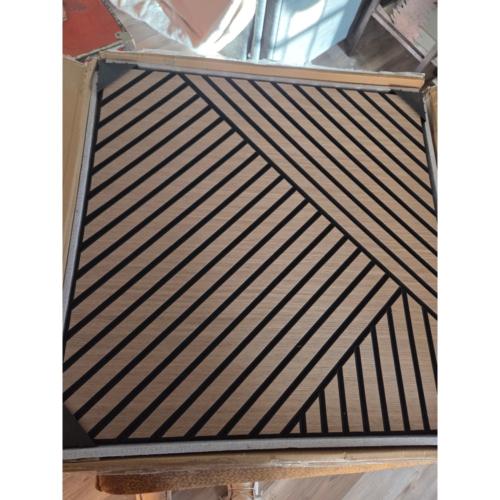 8 CALHOME Artisan Acoustic Wall Panels Geometric Slat Wood Grain 24x24 Square